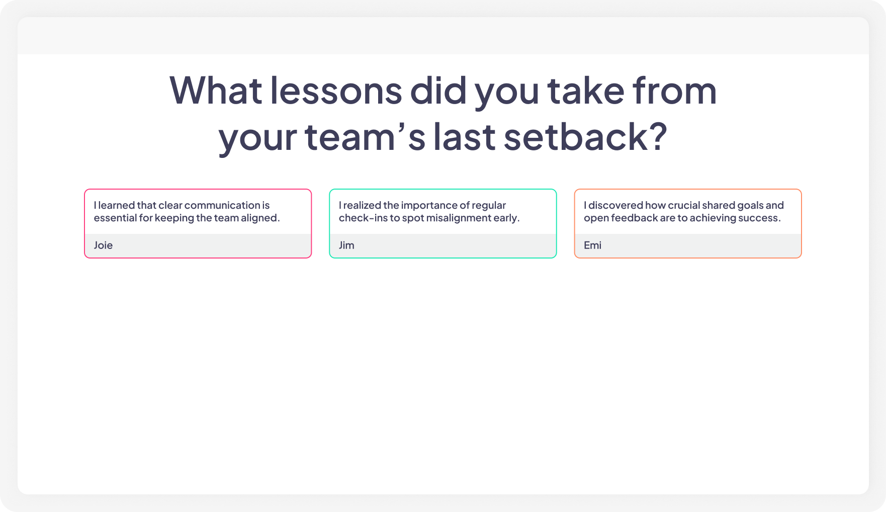 An open ended poll on AhaSlides which enables participants to arrange the items in correct order